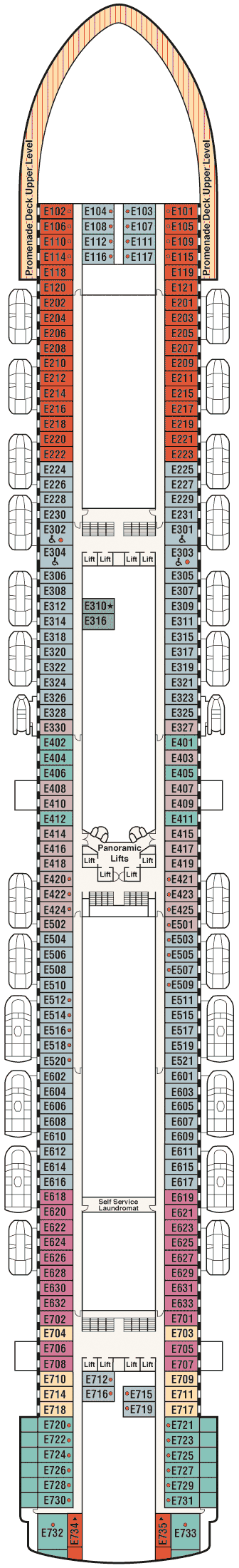 Deckplan Deck 8 - Emerald – Crown Princess