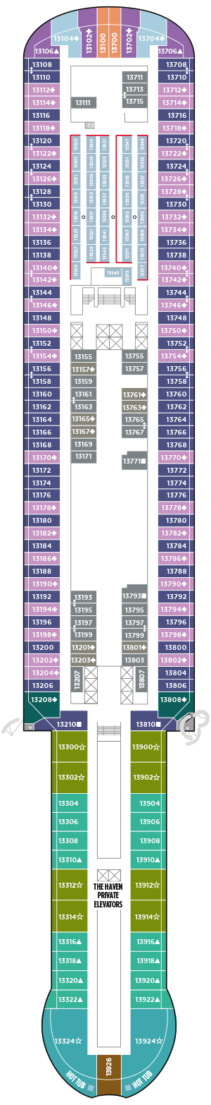 Deckplan Deck 13 – Norwegian Viva