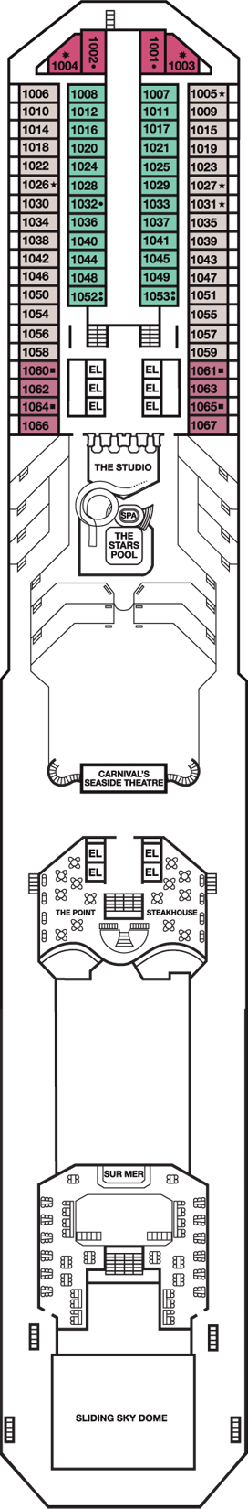 Deckplan Panorama Deck – Carnival Conquest