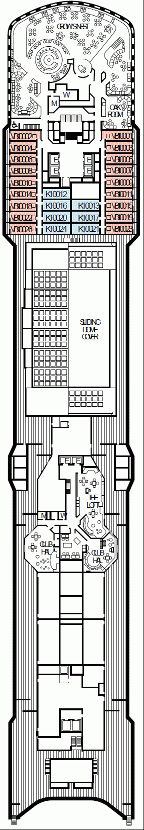 Deckplan Deck 10 - Observation Deck  – Noordam