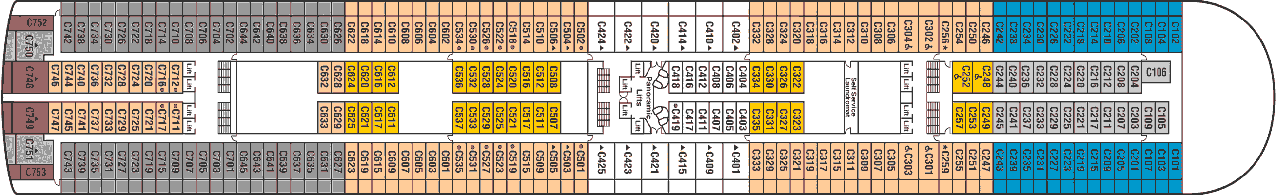 Deckplan Deck 10 Caribe – Grand Princess