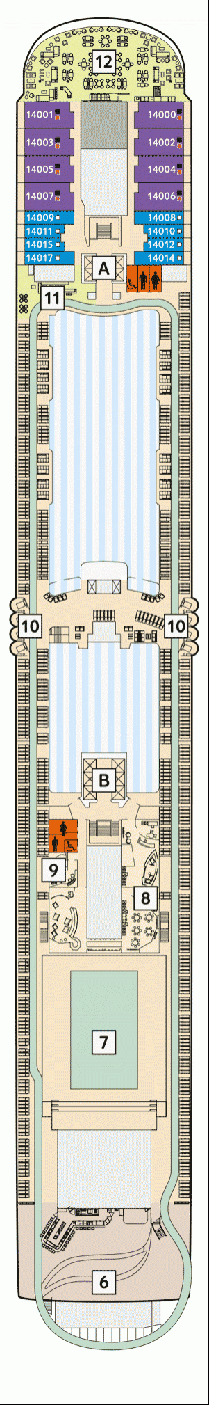 Deckplan Deck 14 - Horizont – Mein Schiff 1