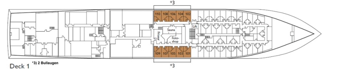 Deckplan Deck 1 – Hamburg