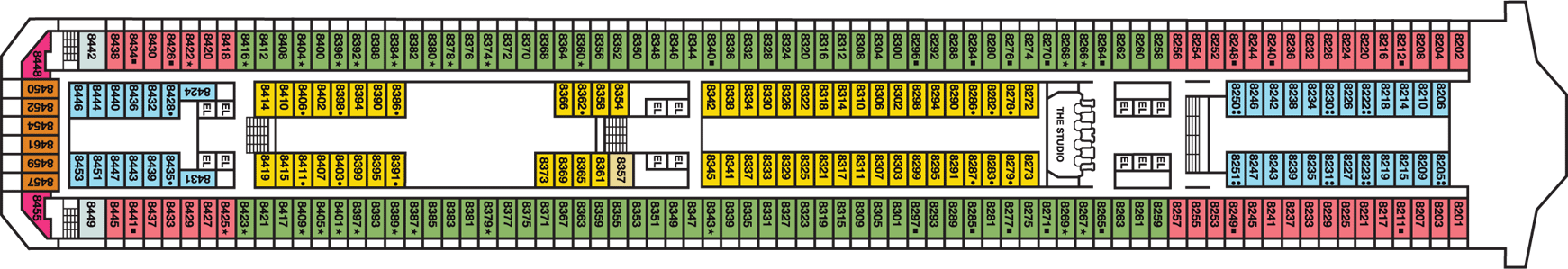 Deckplan Verandah Deck – Carnival Conquest