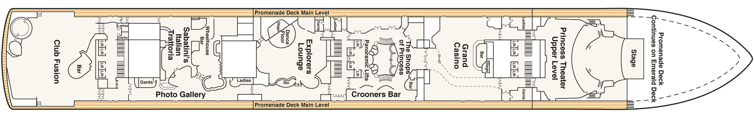 Deckplan Deck 7 - Promenade – Caribbean Princess