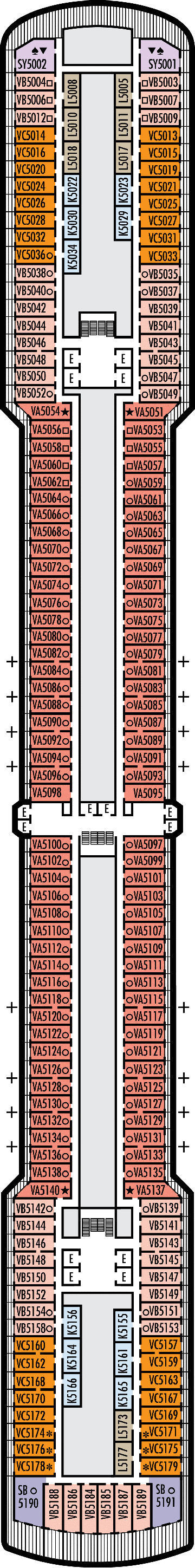 Deckplan Deck 5 - Verandah Deck – Zuiderdam