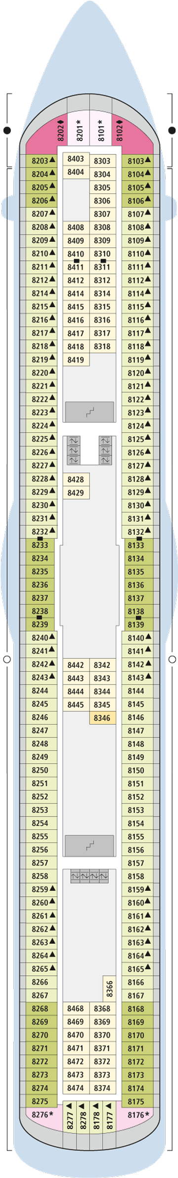 Deckplan Deck 8 – AIDAstella
