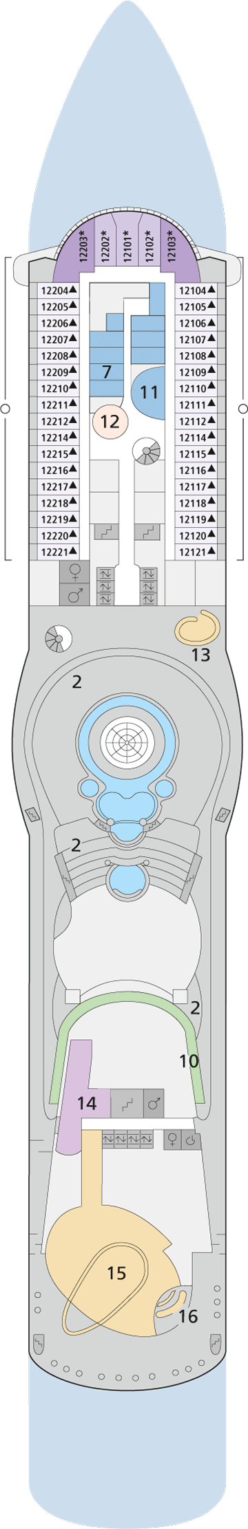 Deckplan Deck 12 – AIDAstella