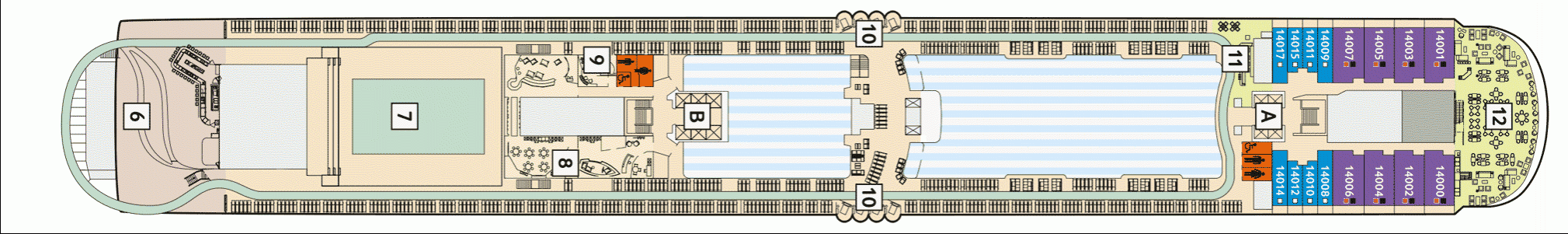 Deckplan Deck 14 - Horizont – Mein Schiff 1