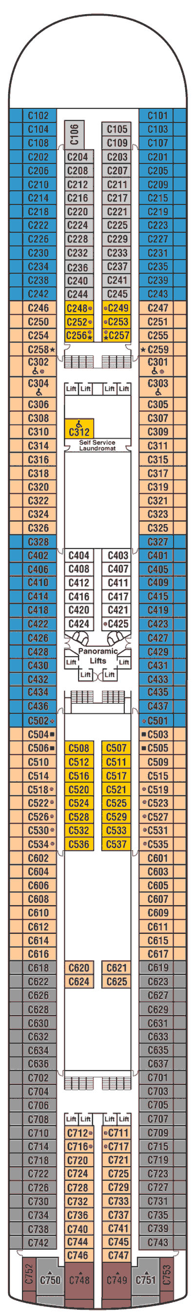 Deckplan Deck 10 - Caribe – Crown Princess
