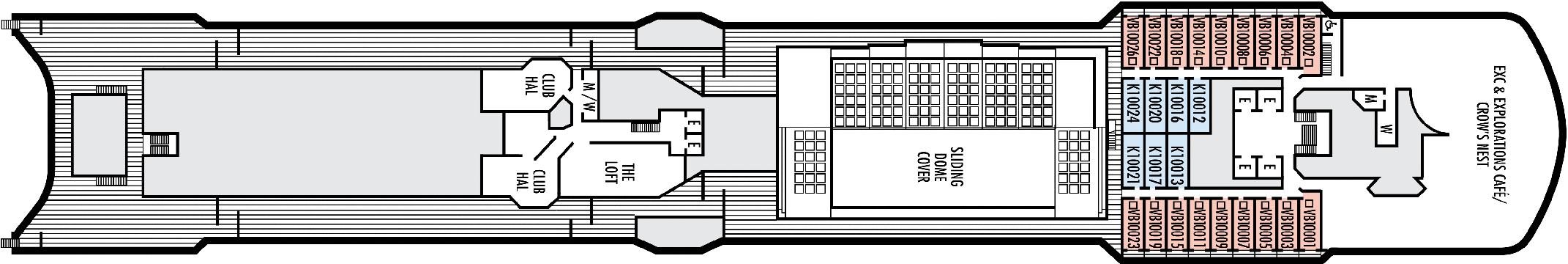 Deckplan Deck 10 - Observation Deck – Zuiderdam