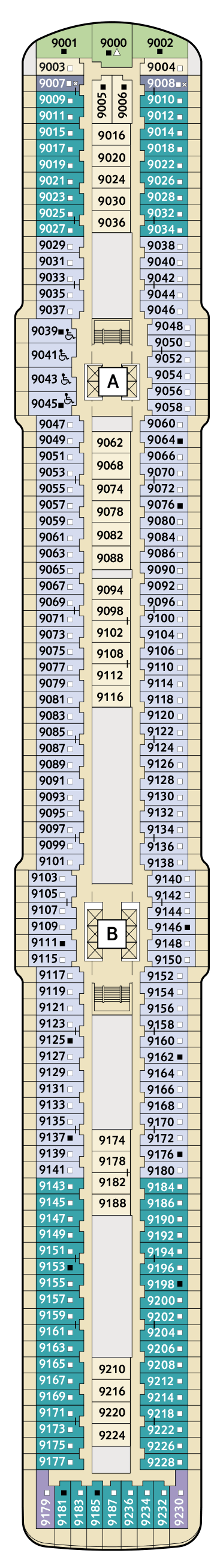 Deckplan Deck 9 Koralle – Mein Schiff 3