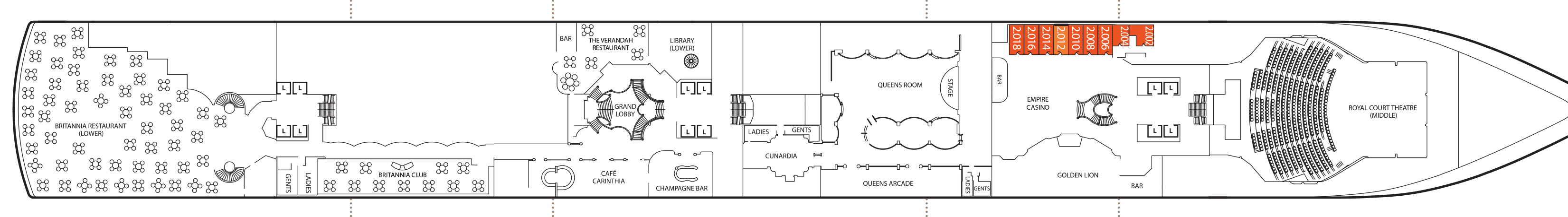 Deckplan Deck 2 – Queen Victoria