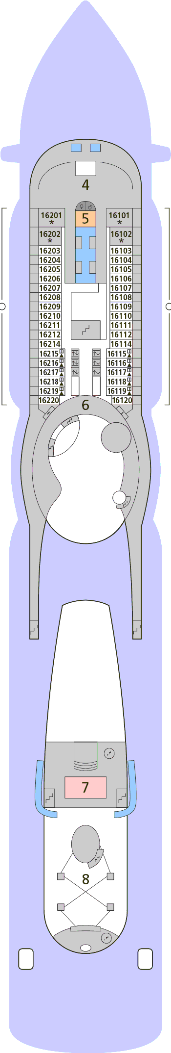 Deckplan Deck 16 – AIDAprima