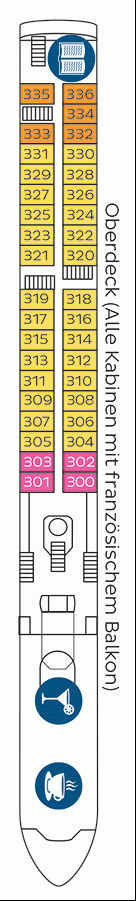 Deckplan Oberdeck – Rhein Melodie