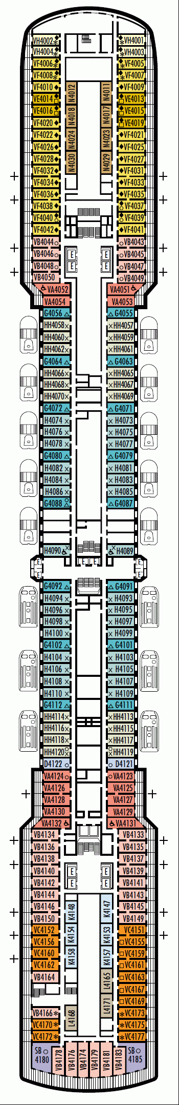 Deckplan Deck 4 - Upper Promenade Deck – Oosterdam