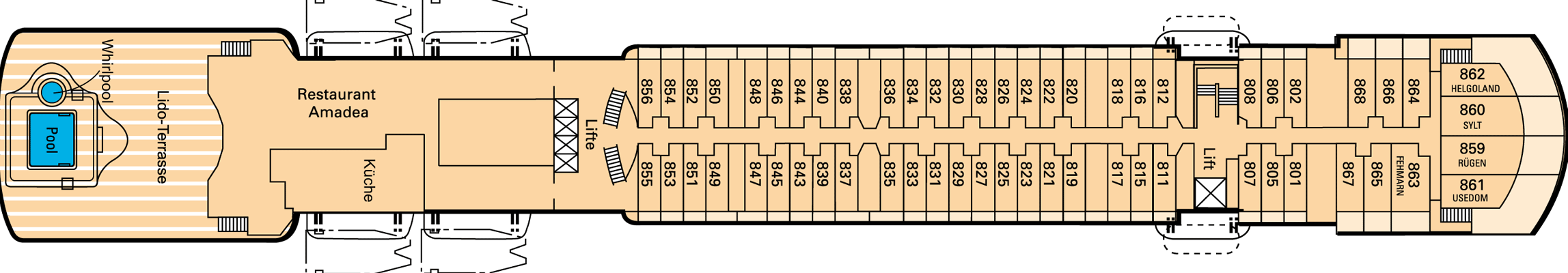 Deckplan Lido Deck – Amadea