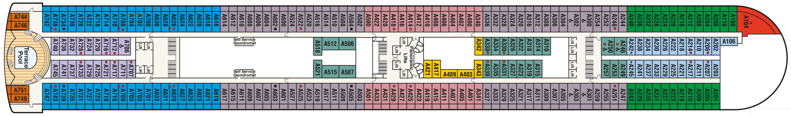 Deckplan Deck 12 - Aloha – Diamond Princess