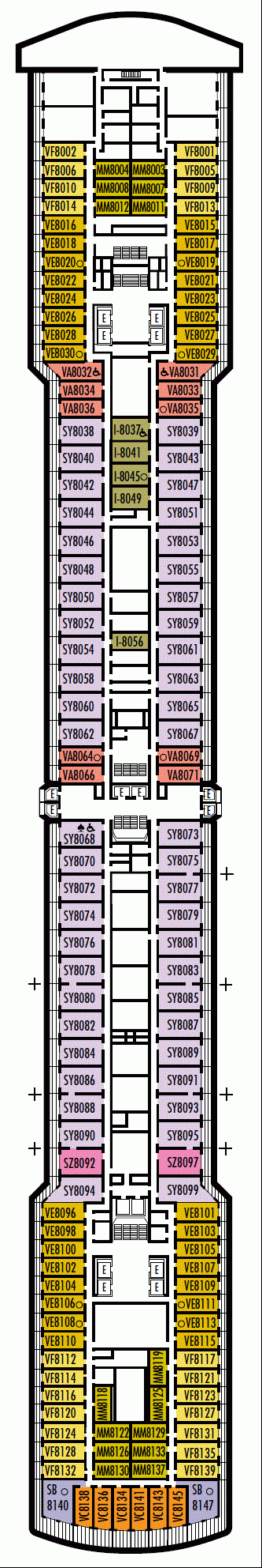 Deckplan Deck 8 - Navigation Deck – Westerdam