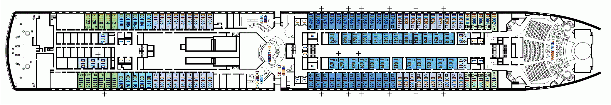 Deckplan Deck 1 - Main Deck – Oosterdam
