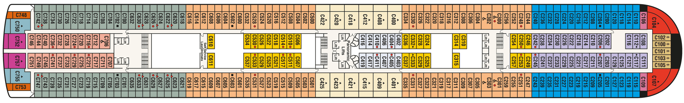 Deckplan Deck 10 - Caribe – Diamond Princess