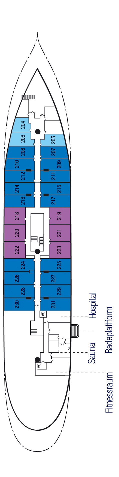 Deckplan Kabinendeck – Sea Cloud II