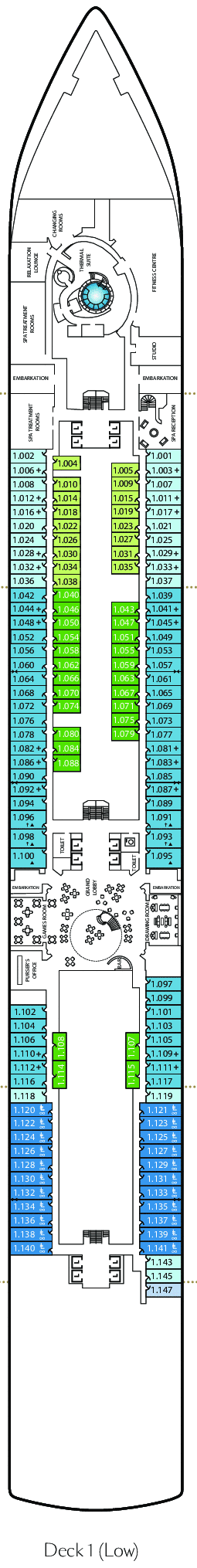 Deckplan Deck 1 – Queen Anne