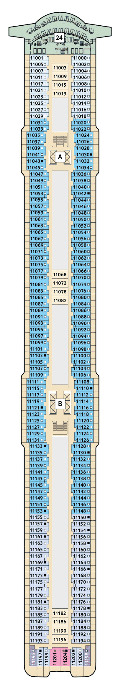 Deckplan Deck 11 - Krabbe – Mein Schiff 2