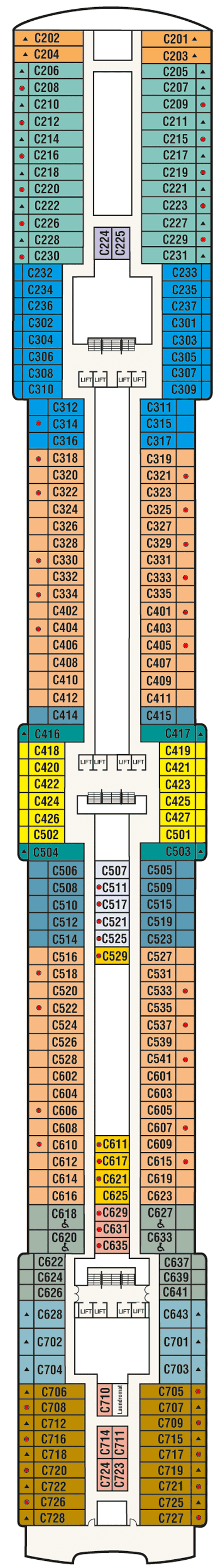 Deckplan Deck 10 - Caribe – Coral Princess