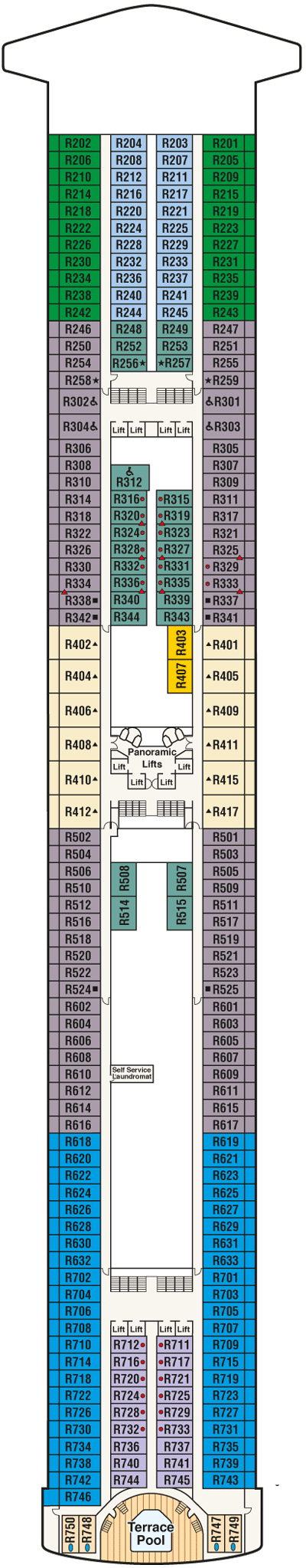 Deckplan Deck 14 - Riviera – Caribbean Princess