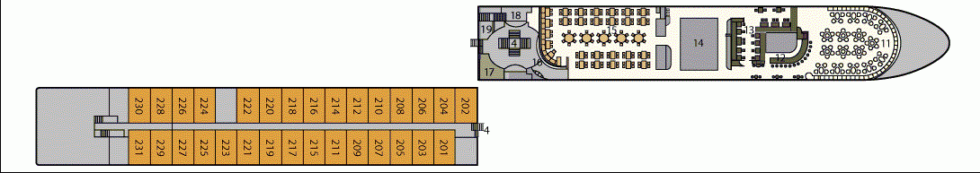 Deckplan Deck 2 – A-Rosa Flora
