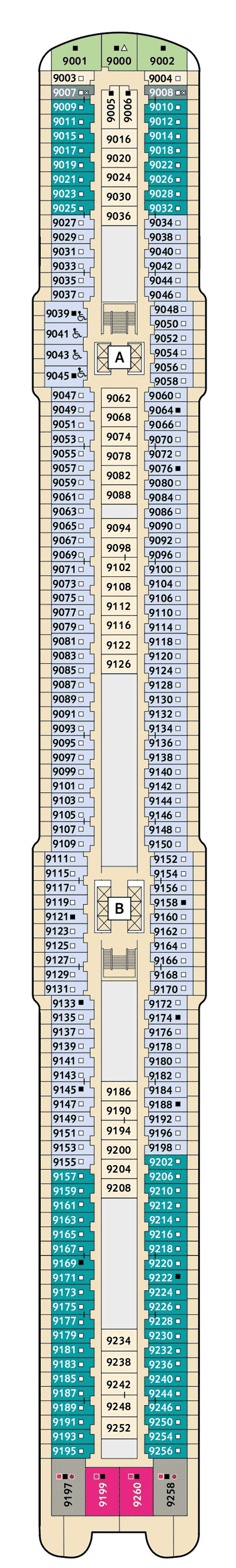 Deckplan Deck 9 - Koralle – Mein Schiff 1