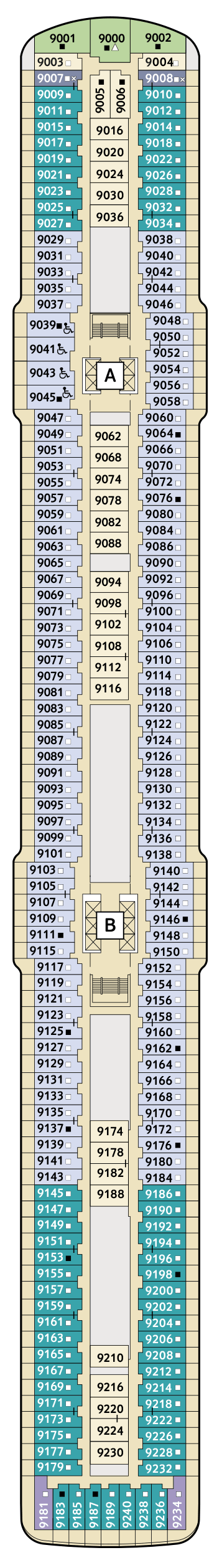 Deckplan Deck 9 Koralle – Mein Schiff 5
