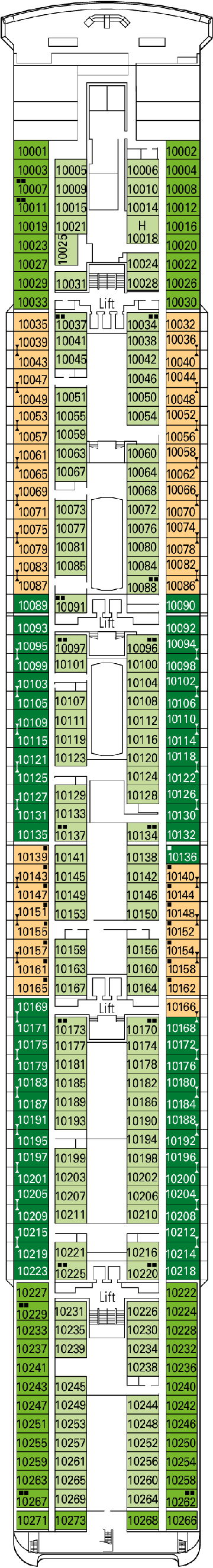 Deckplan Deck 10 - Turandot – MSC Opera