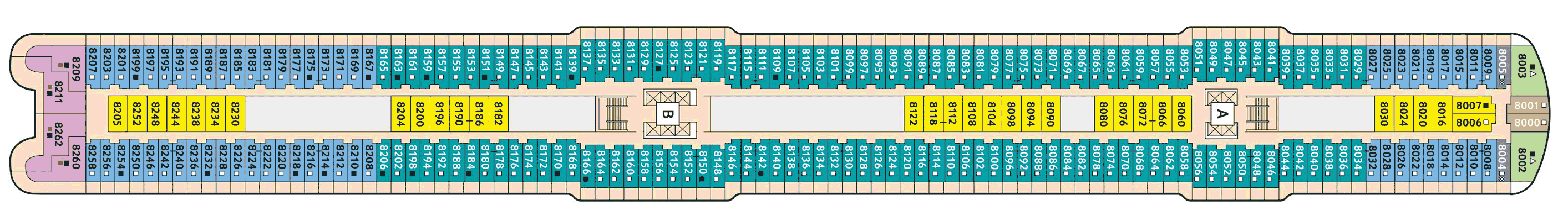 Deckplan Deck 8 - Muschel – Mein Schiff 2