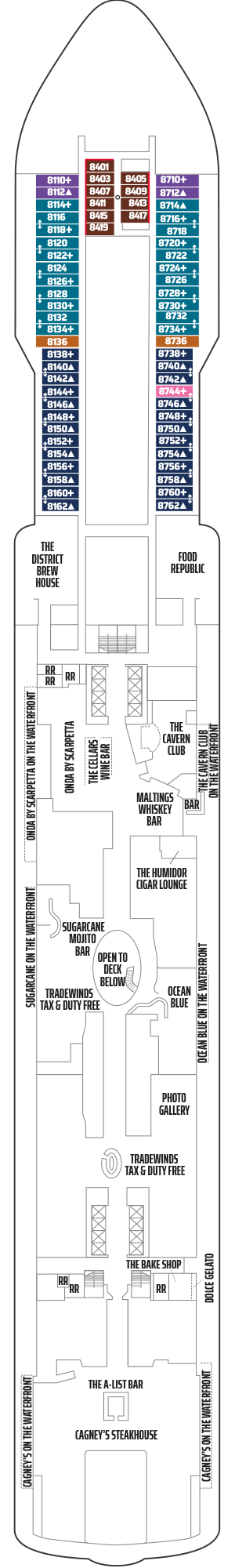 Deckplan Deck 8 – Norwegian Encore