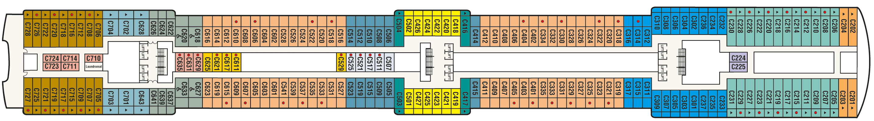 Deckplan Deck 10 - Caribe – Coral Princess