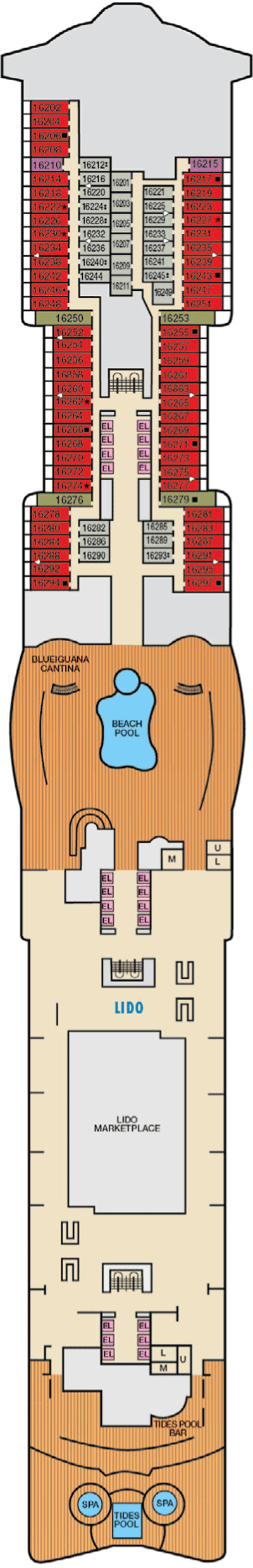 Deckplan Deck 16 – Mardi Gras