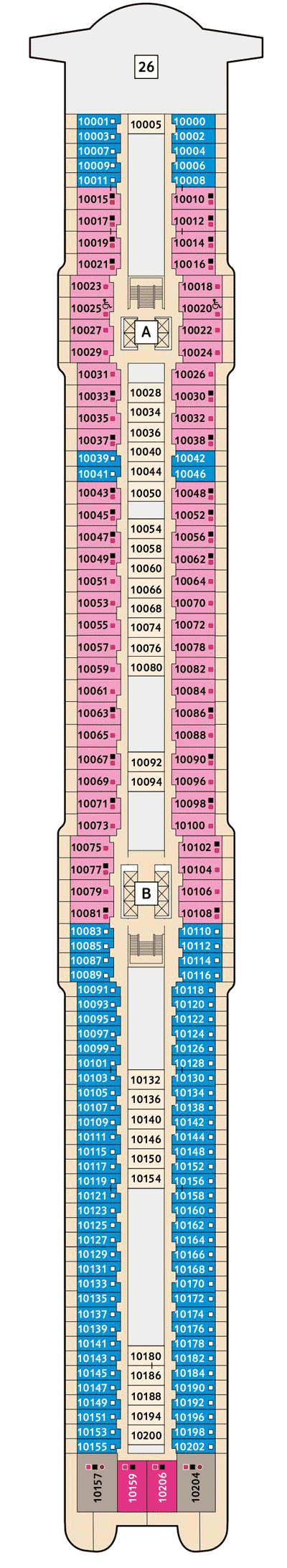 Deckplan Deck 10 - Perle – Mein Schiff 2