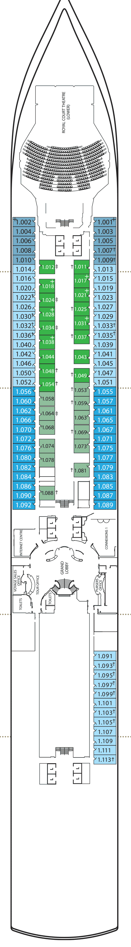 Deckplan Deck 1 – Queen Victoria
