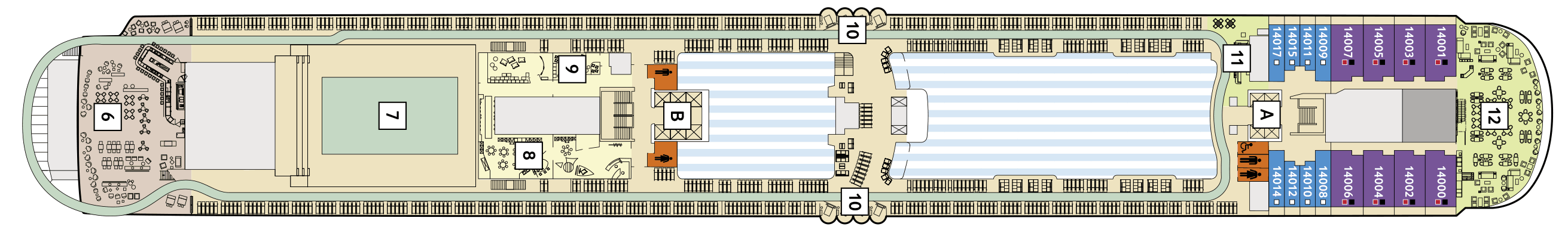 Deckplan Deck 14 - Horizont – Mein Schiff 2
