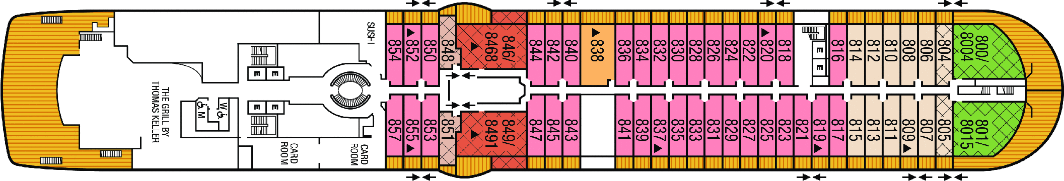 Deckplan Deck 8 – Seabourn Encore