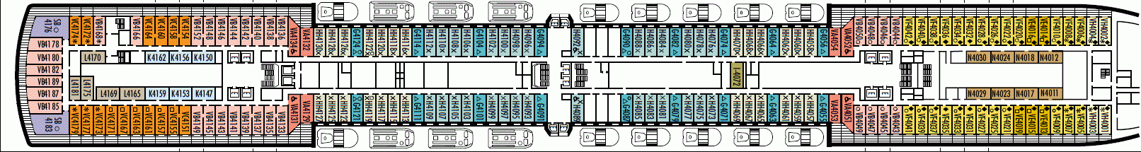 Deckplan Deck 4 - Upper Promenade Deck  – Seven Seas Explorer