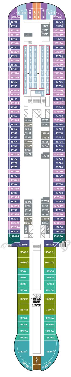 Deckplan Deck 13 – Norwegian Prima
