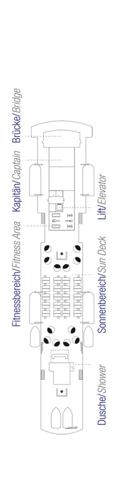 Deckplan Sonnendeck – Sea Cloud Spirit