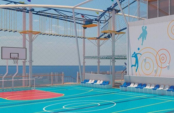 Zeit für Sport! Das Sportsdeck des Schiffes