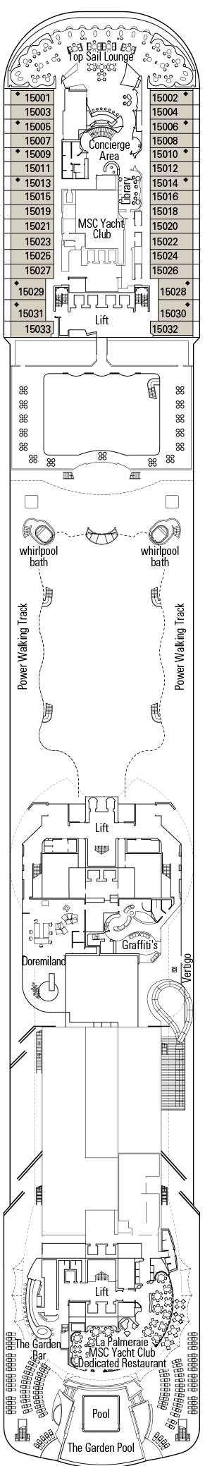 Deckplan Deck 15 - Cristallo – MSC Preziosa