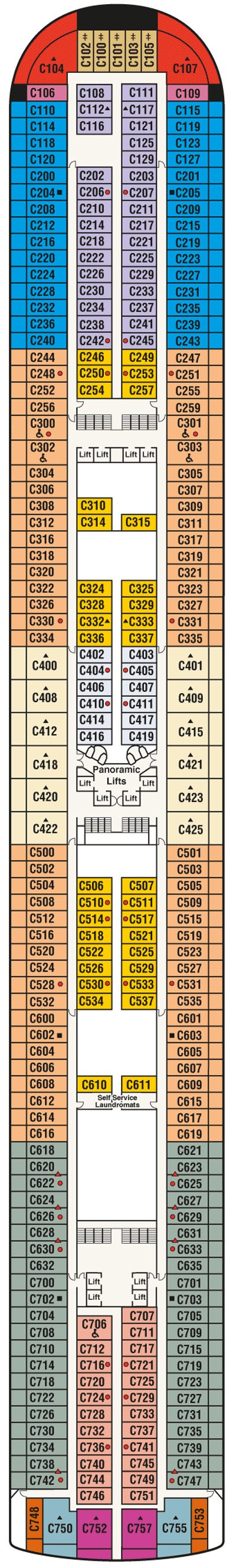 Deckplan Deck 10 - Caribe – Diamond Princess
