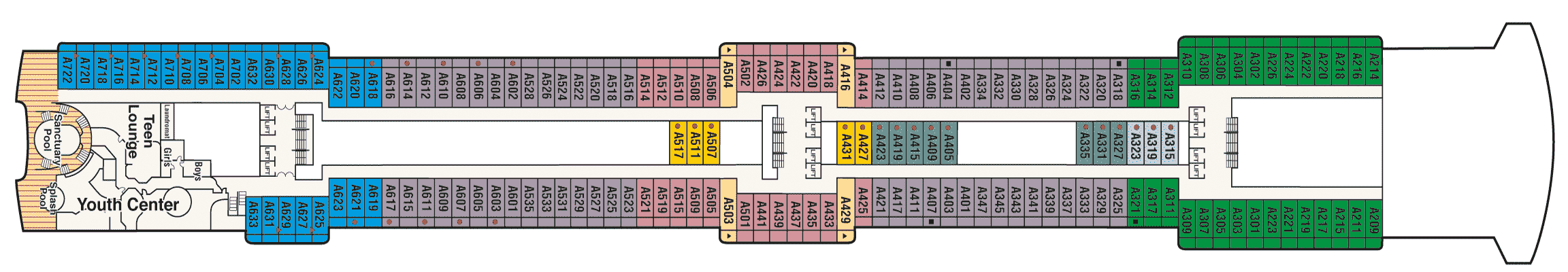 Deckplan Deck 12 - Aloha – Coral Princess