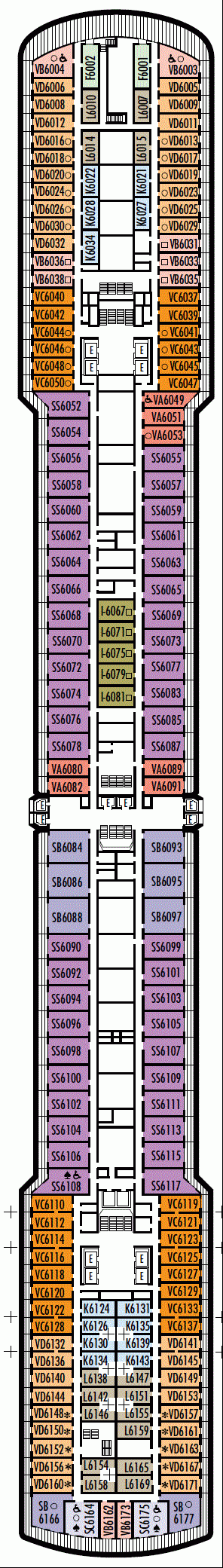 Deckplan Deck 6 - Upper Verandah Deck – Noordam